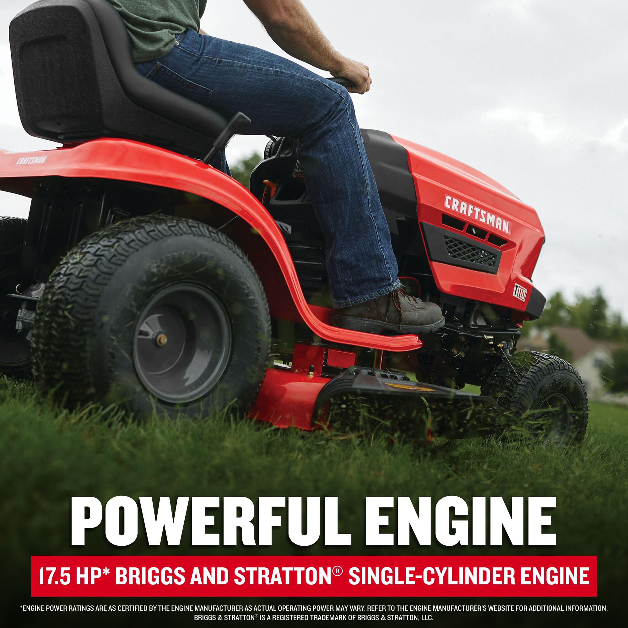 CRAFTSMAN T110 turning around obstacles on a lawn
